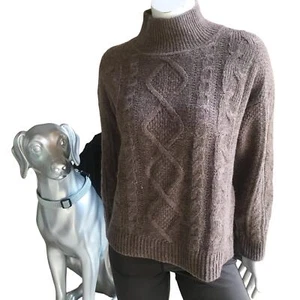 NEW Gap Knit Turtleneck Cotton Wool Alpaca Brown Sweater Women's Size S NWT $90 - Picture 1 of 7