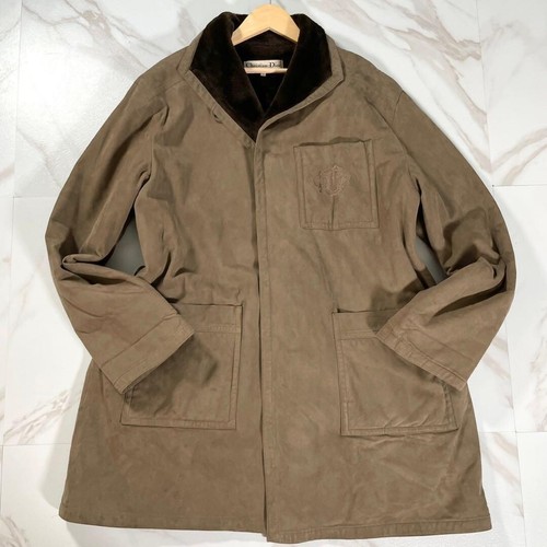 Cappotto Christian Dior PRET A PORTER look scamosciato emblema ricamo beige taglia:9(L)