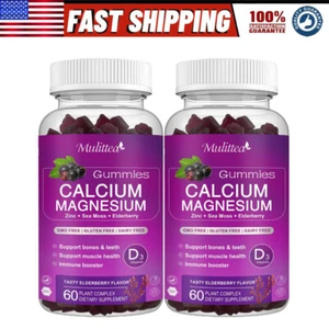 (2 Pack) Calcium Magnesium Zinc D3 Gummy for Muscle,Bone,Calm,Mood,Sleep Support - Picture 1 of 6