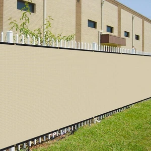 15ft Beige Privacy Fence Screen Anti-UV Windscreen Mesh Cover for Outdoor Yard - Picture 1 of 8