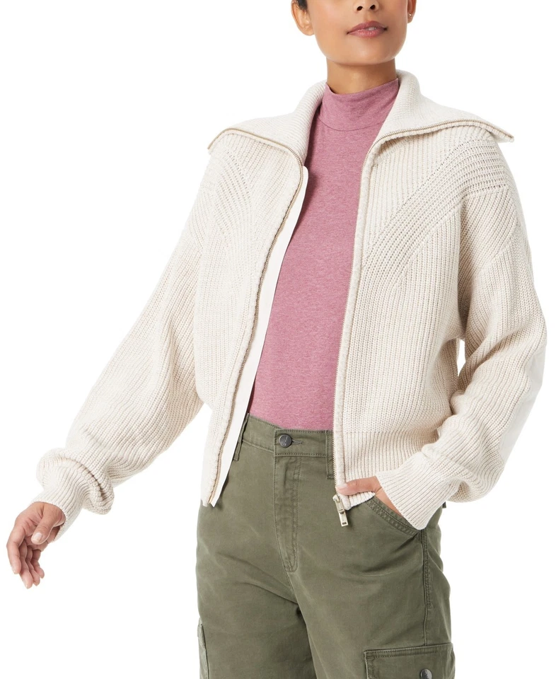 Bass Outdoor Funnel-Neck Zippered Sweater Women's XS Oatmeal Long Sleeve - Image 1 of 4