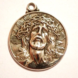 Vintage Jesus Christ Crown of Thorns LUMIN Medal Sterling Silver 1-1/4" 8.4g - Picture 1 of 7