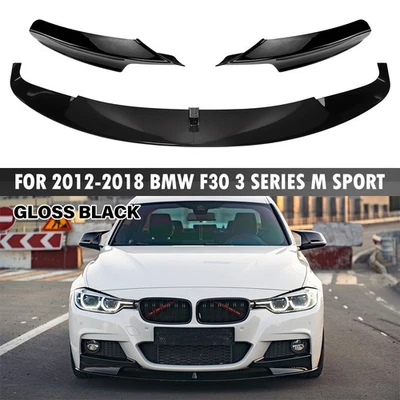 For BMW F30 F31 M Sport Gloss Black Front Bumper Lip Splitter 2012-2018 - Image 1 of 4