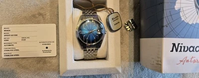 1/25 ULTRA RARE Nivada Grenchen Antarctic Spider BLUE Mens Swiss Automatic Watch - Image 1 of 4