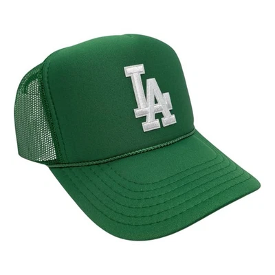 全新 L OS ANGELES LA KELLY 绿色帽子 5 面板高冠卡车司机小背包 — 第 1/3 张图片