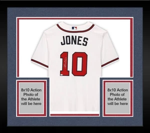 FRMD Chipper Jones Braves Signed White Nike Replica Jersey with "HOF 18" Insc - Picture 1 of 5
