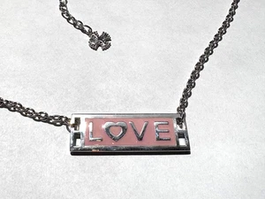 Sterling Silber & rosa Emaille LOVE Halskette - Bild 1 von 4