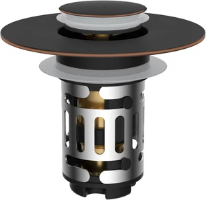 Hibbent Upgraded 3 in 1 Bathroom Sink Drain Strainer, Universal Pop up Stopper w - Picture 1 of 12