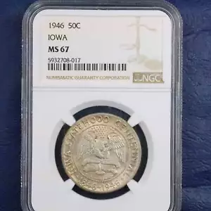 1946 Iowa Centennial Half Dollar 50c Commemorative - NGC MS 67 - Picture 1 of 6