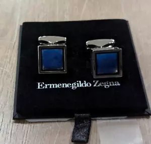 $317 Mens Ermenegildo Zegna Palladium Plated Glass & Wool Stud Cufflinks - Picture 1 of 5