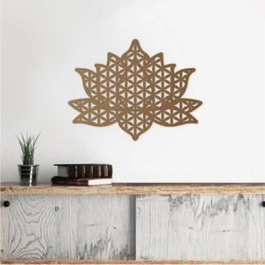 Lotus Flower of Life Wall Art – Geometric Wood Acrylic | Customizable Wall Decor - Picture 1 of 7