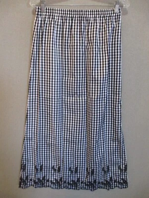 Falda de guinga Diane Gilman seda blanco y negro talla pequeña bordada 35" de largo Foto 1 de 4