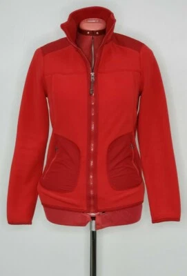 Chaqueta roja con cremallera completa Green Tea para mujer talla S parches en el codo micro polar  Foto 1 de 4
