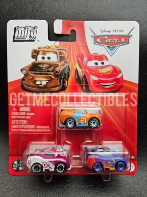 DISNEY PIXAR CARS MINI RACERS RYAN INSIDE LANEY BARRY DEPEDAL FLIP DOVER 3 PACK - Image 1 of 2