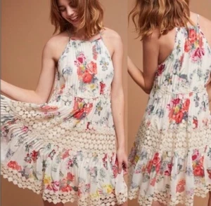 Anthropologie Ranna Gill White Floral Crochet Sundress Women S - Picture 1 of 6