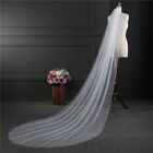 Bridal Veil Long White with Comb Ribbon Edge One Layer Polyester for Wedding