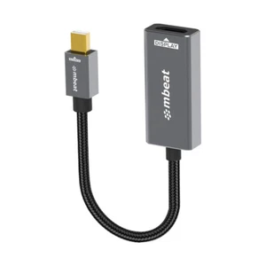 mbeat Tough Link Mini Displayport To HDMI Display Adapter Cable - Grey/Black - Picture 1 of 5