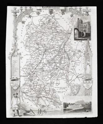 c 1850 Moule Mapa Bedfordshire Inglaterra Luton Bedford Dunstable Priorato Woburn Abby Foto 1 de 4