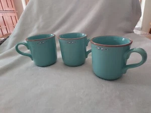 Noritake Stoneware Boulder Ridge 8674 (3) Mugs Vintage Turquoise Aztec Southwest - Picture 1 of 8