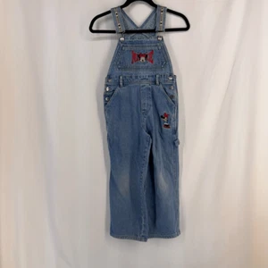 Vintage Disney Girl's Blue Embroidered Minnie Mouse Denim Overalls Size 6/7 - Picture 1 of 10