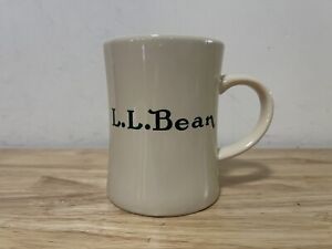 L.L. Bean Cream w/Green Tall Coffee/Tea Diner Style Mug/Cup 4.5" 