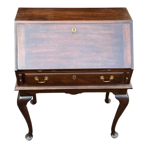 Mid 20th Century Henkel Harris Mahogany Slant Front Lady Astor Secretary Desk Cover