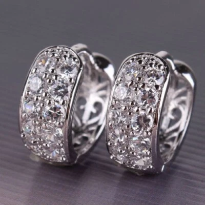 Orecchini a Forma Ovale Donna con Pavé di Strass Zirconi Rodiati Eleganti Moda - Immagine 1 di 3