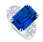 Impressive Cornflower Blue Emerald-Cut Sapphire & Lab-Created Diamonds Ring