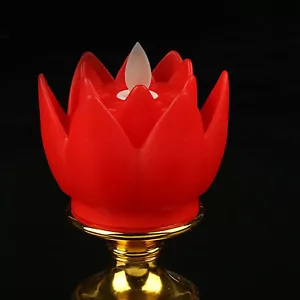 Lámpara LED Vela Mecha Luz Suave Flor Luz Buda Lámpara Roja - Imagen 1 de 5