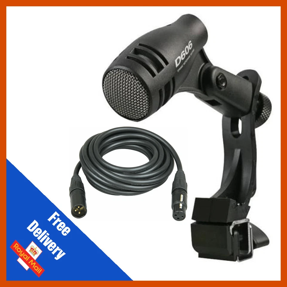 Pulse D-606 Clip On Drum Tom Snare Dynamic Cardioid Microphone + FREE 6M XLR - Image 1 of 1