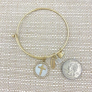 BRAZALETE CON ENCANTO CRUZ CÍRCULO, Bendito, Inspirador, Religioso - Imagen 1 de 3