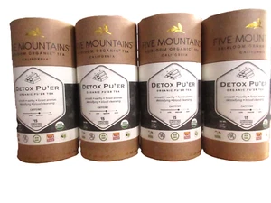 Five Mountains Organic Detox Pu'er Tea 15 Sachets Lot of 4 - Picture 1 of 4