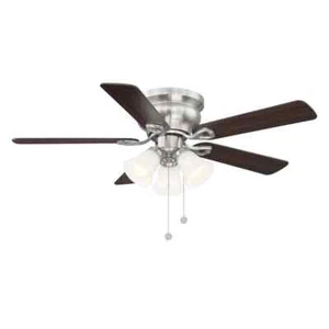 Hampton Bay Clarkston II 44" LED Indoor Brushed Nickel Ceiling Fan w/Light Kit - Picture 1 of 14