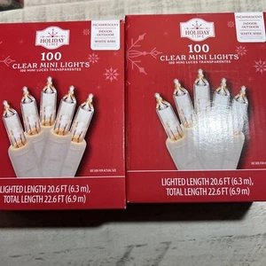 Holiday Time 100 Clear Christmas Mini Lights, 2 Pack,  White Wire, Incandescent - Picture 1 of 6