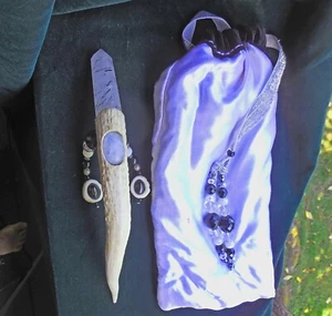 Tourmalated Quartz Moonstone Black Star Sapphire Antler Wand Obsidian Onyx Beads - Picture 1 of 10