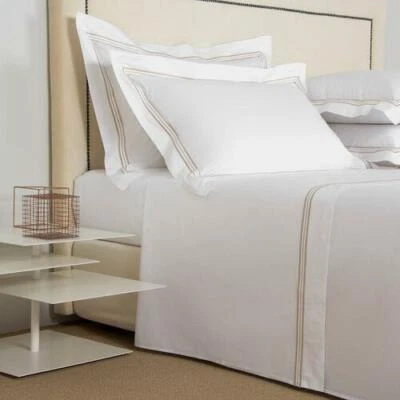 $1,050 Frette Triplo Popeline Queen  Duvet Cover White Beige Bedding  New - Image 1 of 4
