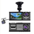 3 Camera Dash Cam 1080P 2 Inch Screen Dashcam Black Driver Recorder For2162