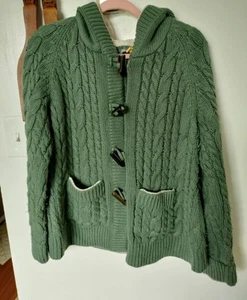 Cabela's Chunky Cable Knit Hooded Cardigan Sweater XL Toggle Closure Fleece... - Picture 1 of 5