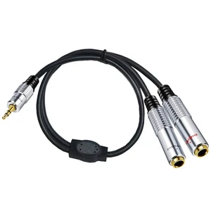 2x6.35mm to 3.5mm Stereo Mic Cable, 6.35mm to 1/8" Mini Jack Y-Splitter Cable - Picture 1 of 6