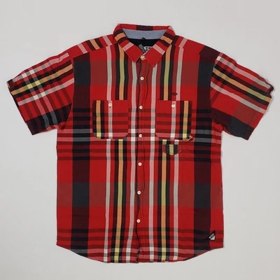 10 Deep Red Flannel Short Sleeve Button-Up Shirt Mens XXL - Image 1 of 4