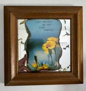 Vintage Rustic Farmhouse Religious Bible Quote Mirrored Wall Hanging Marigold - Picture 1 of 10