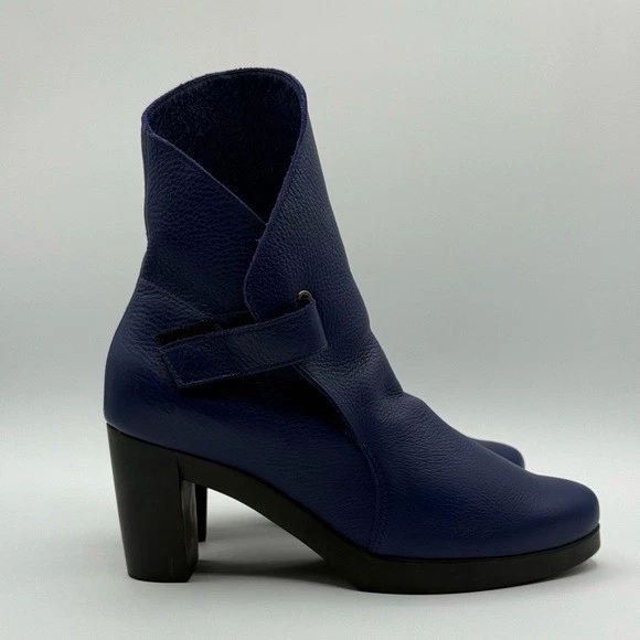 Arche Paris Royal синий кожаный блок каблука ботильоны размер 38/США 7 - Изображение 1 из 4