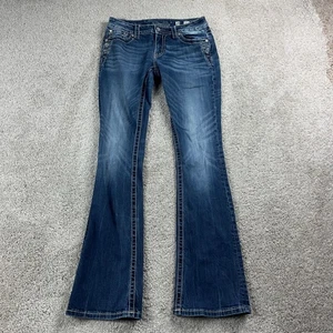 Miss Me Jeans Womens 29 Blue Signature Boot Cut Emblished Embridreed Preppy - Picture 1 of 17