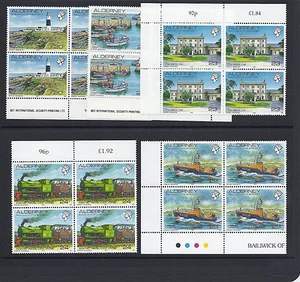 GB GUERNSEY (ALDERNEY) 1989-93 VARIOUS SCENES (Sc 42-46) VF MNH pl blks of 4 - Picture 1 of 1