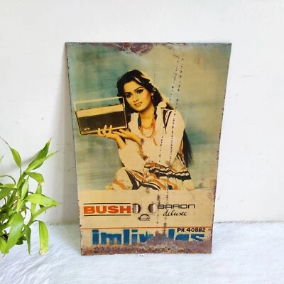 Vintage Actress Lady Graphics Bush Radia Advertising Tin Sign Board Old S29 - Image 1 of 4