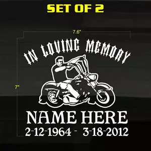 TWO DECALS In Loving Memory Of Chopper Motorcycle Biker 7.5x7" Stickers Graphics - Picture 1 of 1