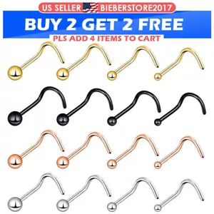 16PCS Tiny Nose Rings Surgical Steel Screw Bar Nose Stud 1.5/2/2.5/3mm Ball 20G - Picture 1 of 5