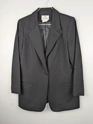 Blazer Courtenay para mujer de lana negro 8 bolsillos solapa de muesca botón de un solo pecho Foto 1 de 4