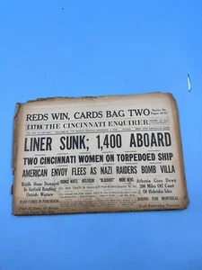 Liner Sunk 1400 Aboard The Cincinnati Enquirer September 4 1939 - Picture 1 of 5