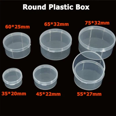 Round Clear Lidded Small Plastic Box for Organizer Jewelry Beads Storage Boxes - Image 1 of 4